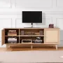Rattan-TV-StÃ¤nder 191cm Fernseher Boho-TV-Schrank Fernsehschrank Eiche
