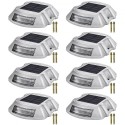 ay Lights, Solar Driveway Lights 8-Pack, Dock lights with Switch, in White