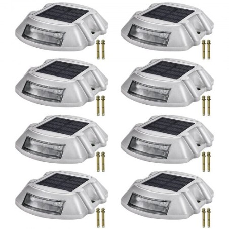 AY Lights, Solar Driveway Lights 8-Pack, docklys med switch, i hvidt