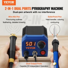 Wood Burning Kit 250~700Â°C Dual Pyrography Pen 23 Wire Nibs 5 Solid Points