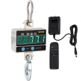 1000KG 2200LBS Digital LED Crane Scale 1T Heavy Duty Hanging Scale Silver Aluminum Digital Crane Scale LCD-display