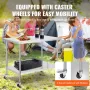 Stainless Steel Work Table 30 x 48 x 38 Inch, with 4 Wheels, 3 Adjustable Height Levels, Heavy Duty Food Prep Worktable for Comm