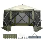 Pop Up Gazebo Tent, Pop-Up Screen Tent 6 Sided Canopy Sun Shelter with 6 Removable Privacy Wind Cloths & Mesh Windows, 12x12FT Q