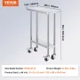 Stainless Steel Work Table 30 x 12 x 38 Inch, with 4 Wheels, 3 Adjustable Height Levels, Heavy Duty Food Prep Worktable for Comm