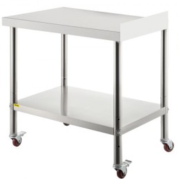 Stainless Steel Prep Table, 24 x 15 x 35 Inch, 440lbs Load Capacity Heavy Duty Metal Worktable with Backsplash Adjustable