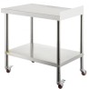 Stainless Steel Prep Table, 24 x 15 x 35 Inch, 440lbs Load Capacity Heavy Duty Metal Worktable with Backsplash Adjustable