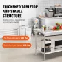 Stainless Steel Prep Table, 30 x 60 x 34 Inch, Heavy Duty Metal Worktable with 3 Adjustable Height Levels, Commercial Workstatio