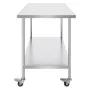 Stainless Steel Work Table 30 x 60 x 38 Inch, with 4 Wheels, 3 Adjustable Height Levels, Heavy Duty Food Prep Worktable for Comm