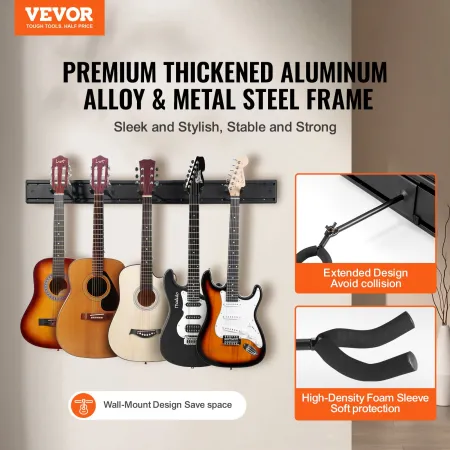 5-rum guitar stativ vægmonteret sammenfoldelig rack holder op