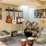 5-Space Guitar Stand, Hold Up to 5 Guitars, Wall-Mounted Multiple Guitars Display Foldable Rack with 270° Rotatable Hooks Alumin