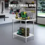 Stainless Steel Prep Table, 24 x 36 x 34 Inch, Heavy Duty Metal Worktable with 3 Adjustable Height Levels, Commercial Workstatio