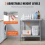 Stainless Steel Prep Table, 24 x 36 x 34 Inch, Heavy Duty Metal Worktable with 3 Adjustable Height Levels, Commercial Workstatio