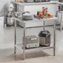Stainless Steel Prep Table, 24 x 36 x 34 Inch, Heavy Duty Metal Worktable with 3 Adjustable Height Levels, Commercial Workstatio