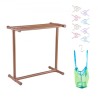 Pool Towel Rack, 5 Bar, Brown, Freestanding Outdoor PVC T-Shape Poolside Storage Organizer, Include 8 Towel Clips, Mesh Bag,