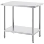 Stainless Steel Prep Table, 24 x 36 x 34 Inch, Heavy Duty Metal Worktable with 3 Adjustable Height Levels, Commercial Workstatio