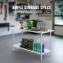 Stainless Steel Prep Table, 24 x 60 x 34 Inch, Heavy Duty Metal Worktable with 3 Adjustable Height Levels, Commercial Workstatio