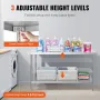 Stainless Steel Prep Table, 24 x 60 x 34 Inch, Heavy Duty Metal Worktable with 3 Adjustable Height Levels, Commercial Workstatio