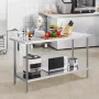 Stainless Steel Prep Table, 24 x 60 x 34 Inch, Heavy Duty Metal Worktable with 3 Adjustable Height Levels, Commercial Workstatio