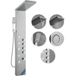 Shower Panel System, 4 Shower Modes Shower Panel Tower, Rainfall, Waterfall, 5 Full Body Massage Jets and 3-Setting Handheld