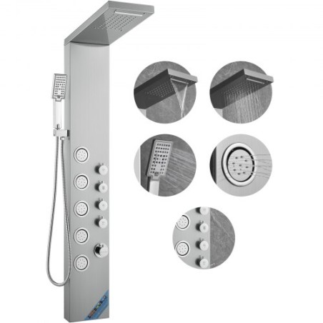 Shower Panel System, 4 Shower Modes Shower Panel Tower, Rainfall, Waterfall, 5 Full Body Massage Jets and 3-Setting Handheld