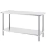 Stainless Steel Prep Table, 24 x 60 x 34 Inch, Heavy Duty Metal Worktable with 3 Adjustable Height Levels, Commercial Workstatio