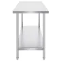 Stainless Steel Prep Table, 24 x 60 x 34 Inch, Heavy Duty Metal Worktable with 3 Adjustable Height Levels, Commercial Workstatio