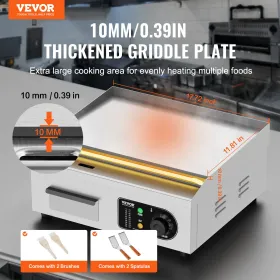 COMMERCIAL ELEKTRISK GRIDDLE 2800 W bordplade Flat Top Grill 122â „‰-572â„ ‰
