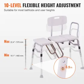 Karbadoverførsel Bench Badtub Bruser sæde til seniorhøjde Justerbar 400 kg