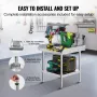 Stainless Steel Work Table, 24 x 24 x 26 Inch Commercial Food Prep Worktable, 3-Sided Backsplash Heavy Duty Prep Worktable, Meta