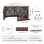 Pop Up Gazebo Tent, Pop-Up Screen Tent 6 Sided Canopy Sun Shelter with 6 Removable Privacy Wind Cloths & Mesh Windows, 11.5x11.5