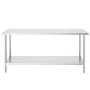 Stainless Steel Prep Table, 24 x 72 x 34 Inch, Heavy Duty Metal Worktable with 3 Adjustable Height Levels, Commercial Workstatio