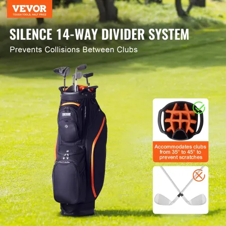 Golf Cart Bag with 14 Way Organizer Divider Top, 36” 13 Pockets Premium Cart Bag, Durable Golf Bags with Handles & Dust Cover & 