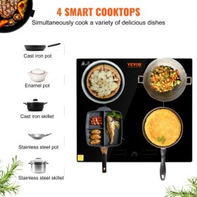 24 inch Electric Cooktop 4 Burners Ceramic Glass Stove Top Touch Control