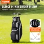 Golf Cart Bag with 14 Way Organizer Divider Top, 36” 13 Pockets Premium Cart Bag, Durable Golf Bags with Handles & Dust Cover & 