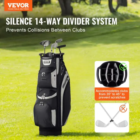 Golf Cart Bag with 14 Way Organizer Divider Top, 36” 13 Pockets Premium Cart Bag, Durable Golf Bags with Handles & Dust Cover & 