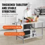 Stainless Steel Prep Table, 30 x 48 x 34 Inch, Heavy Duty Metal Worktable with 3 Adjustable Height Levels, Commercial Workstatio