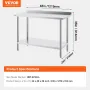 24 x 48 x 36 Inch Stainless Steel Work Table, Commercial Food Prep Worktable Heavy Duty Prep Worktable, Metal Work Table with Ad