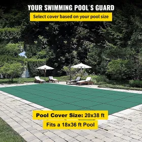 Pool Safety Cover 18x36FT Swimming Pool Cover Rectangle Inground Safety Pool Cover Green Mesh Solid Pool Safety Cover for