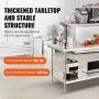 Stainless Steel Prep Table, 30 x 72 x 34 Inch, Heavy Duty Metal Worktable with 3 Adjustable Height Levels, Commercial Workstatio