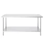 Stainless Steel Prep Table, 30 x 72 x 34 Inch, Heavy Duty Metal Worktable with 3 Adjustable Height Levels, Commercial Workstatio