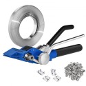 Banding Strapping Kit med Strapping Tensioner Tool, 100 ft længde 304 Rustfrit stålbånd, 100 metalforseglinger, palle
