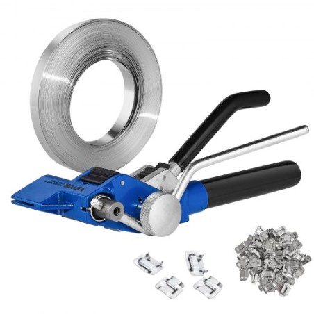 Banding Strapping Kit med Strapping Tensioner Tool, 100 ft længde 304 Rustfrit stålbånd, 100 metalforseglinger, palle