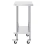 Stainless Steel Work Table 24 x 18 x 38 Inch, with 4 Wheels, 3 Adjustable Height Levels, Heavy Duty Food Prep Worktable for Comm