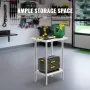 Stainless Steel Prep Table, 24 x 18 x 34 Inch, Heavy Duty Metal Worktable with 3 Adjustable Height Levels, Commercial Workstatio