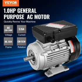 0,75 kW Electric Motor 2850 rpm AC 220 ~ 240V 5,15A 1-fase 19 mm Keyed Shaft