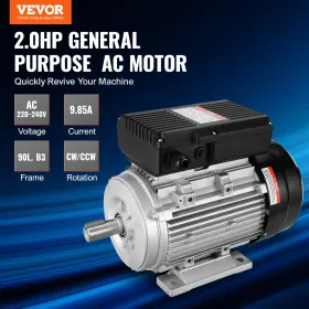 1,5 kW elektrisk motor 1400 o / m AC 220 ~ 240V 9,85A 1-fase 24mm nøgleaksel