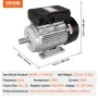 1.5KW Electric Motor 1400RPM AC 220~240V 9.85A 1-Phase 24mm Keyed Shaft