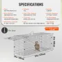 Live Animal Cage Trap, 50" x 20" x 26" Humane Cat Trap Galvanized Iron, Folding Animal Trap with Handle for Stray Dogs, Armadill