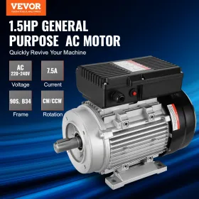 1,1 kW elektrisk motor 1400 o / m AC 220 ~ 240V 7,5A 1-fase 24mm nøgleaksel