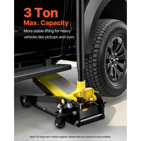 Floor Jack, 3 Ton Low Profile Floor Jack, Heavy-duty Steel Racing Floor Jack with Single Piston Quick Lift Pump, Floor Jack Lift